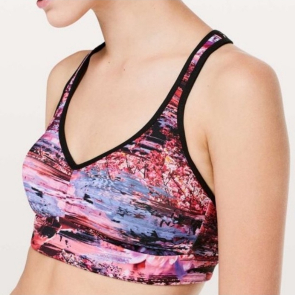 Lululemon Speed Up Bra Size 2 Dahlia Multicolor High Support B Cup Athleisure